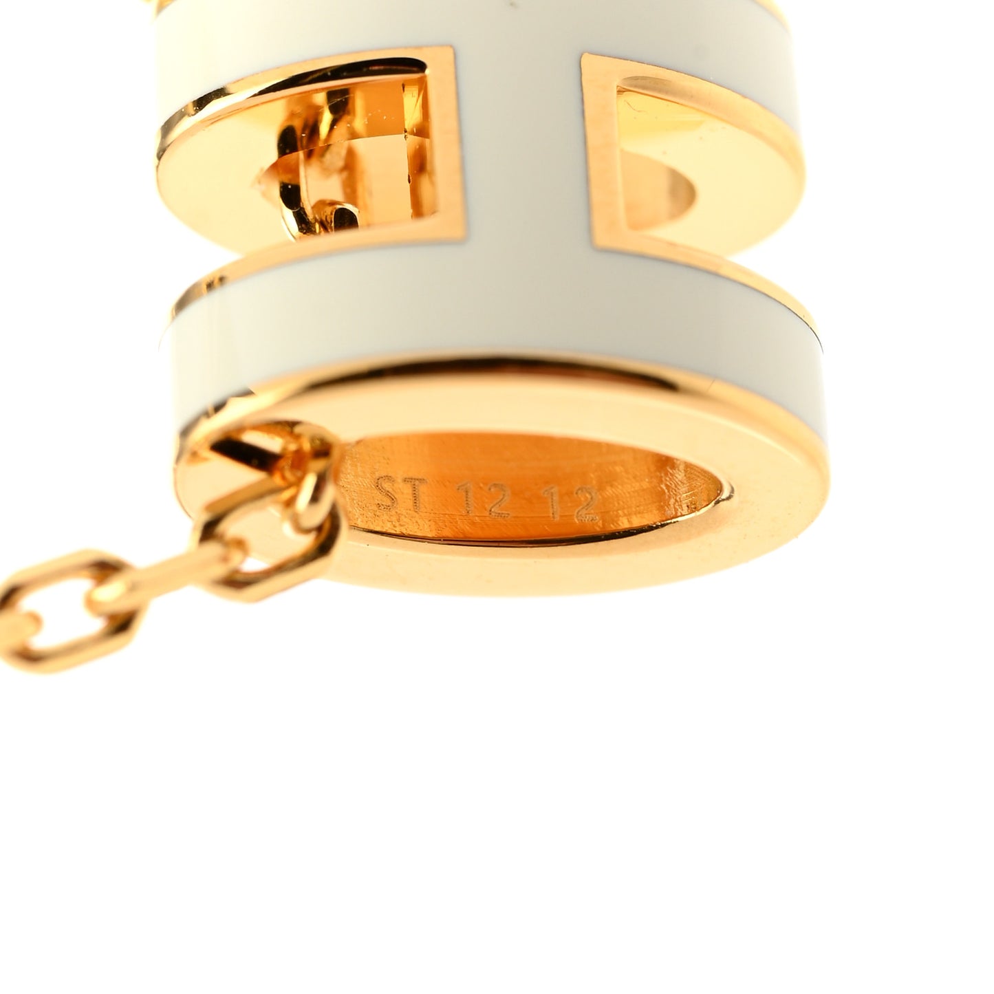 Lacquered Gold Mini Pop H Pendant Necklace White