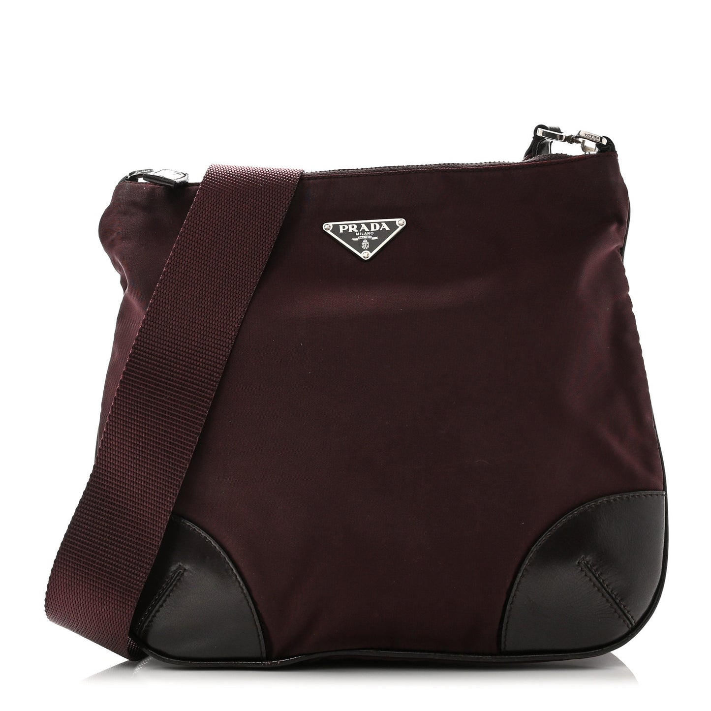 Tessuto Nylon Nappa Triangle Crossbody Bag Bordeaux