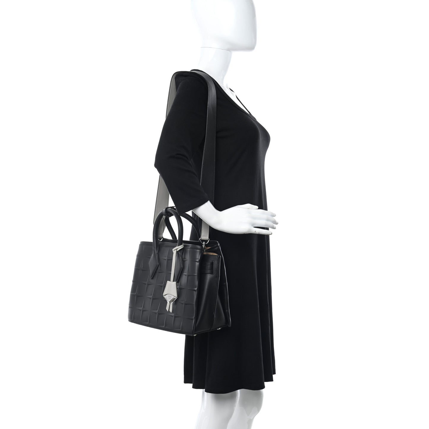 Calfskin Embossed Park Avenue Medium Neo Milla Tote Black