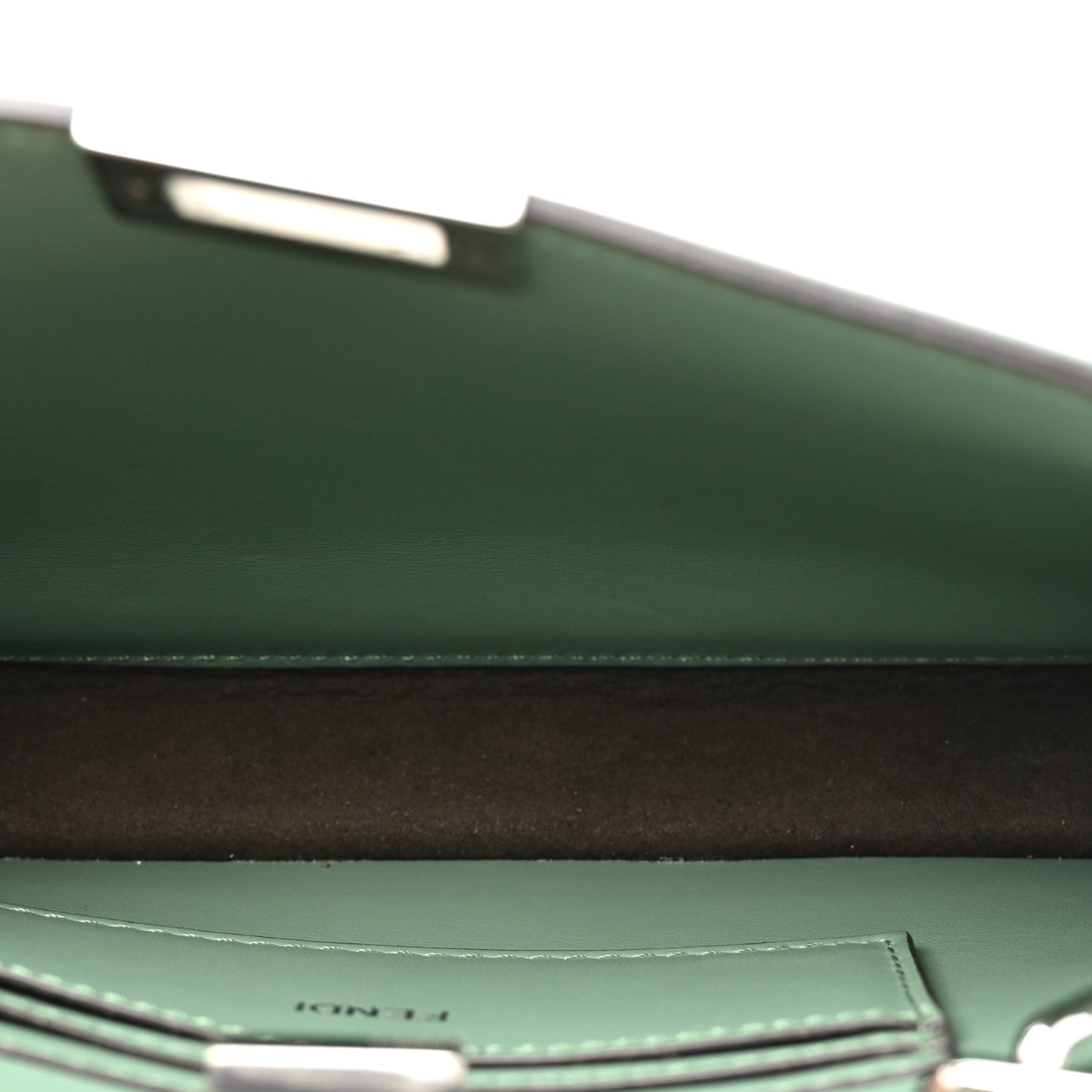 Calfskin Striped Texture FF Peekaboo I See U X Cross Satchel Green Island