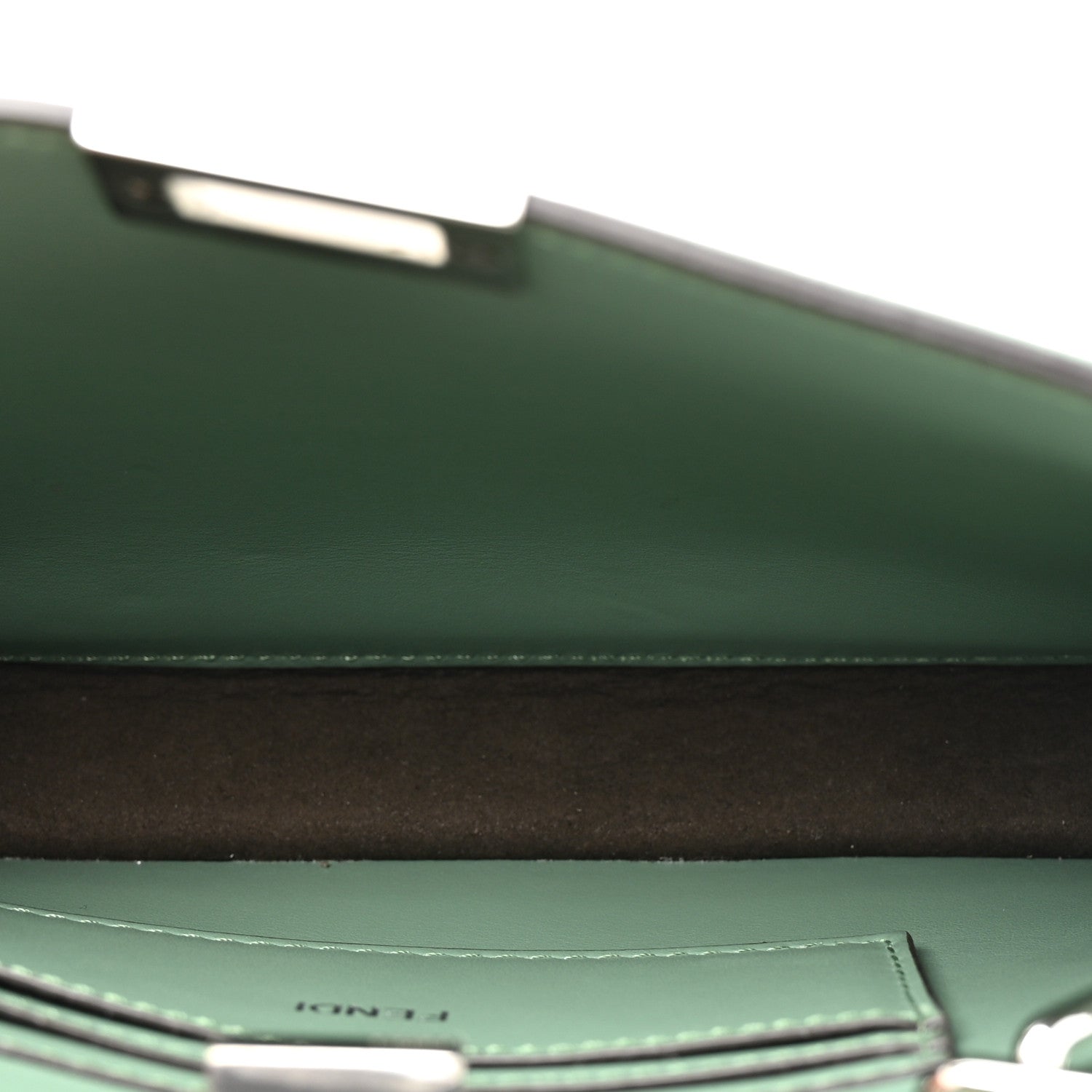 Fendi Calfskin Striped Texture FF Peekaboo I See U X Cross Satchel Green Island 4 of 12