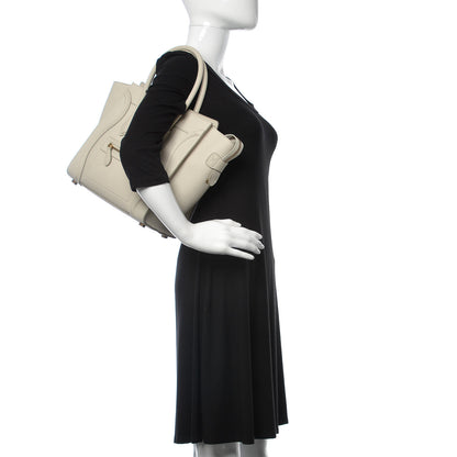 Celine Drummed Calfskin Micro Luggage Chalk 2 of 10