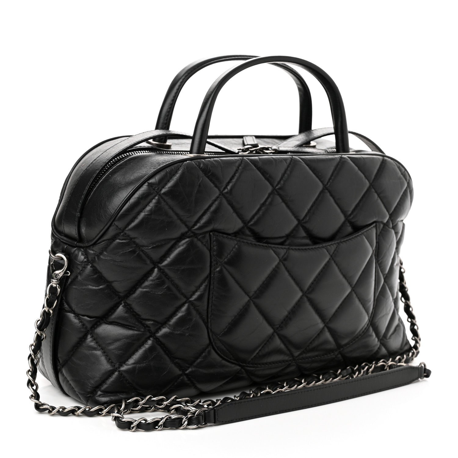 Chanel Aged Calfskin Small Bowling Bag Black 3 of 12