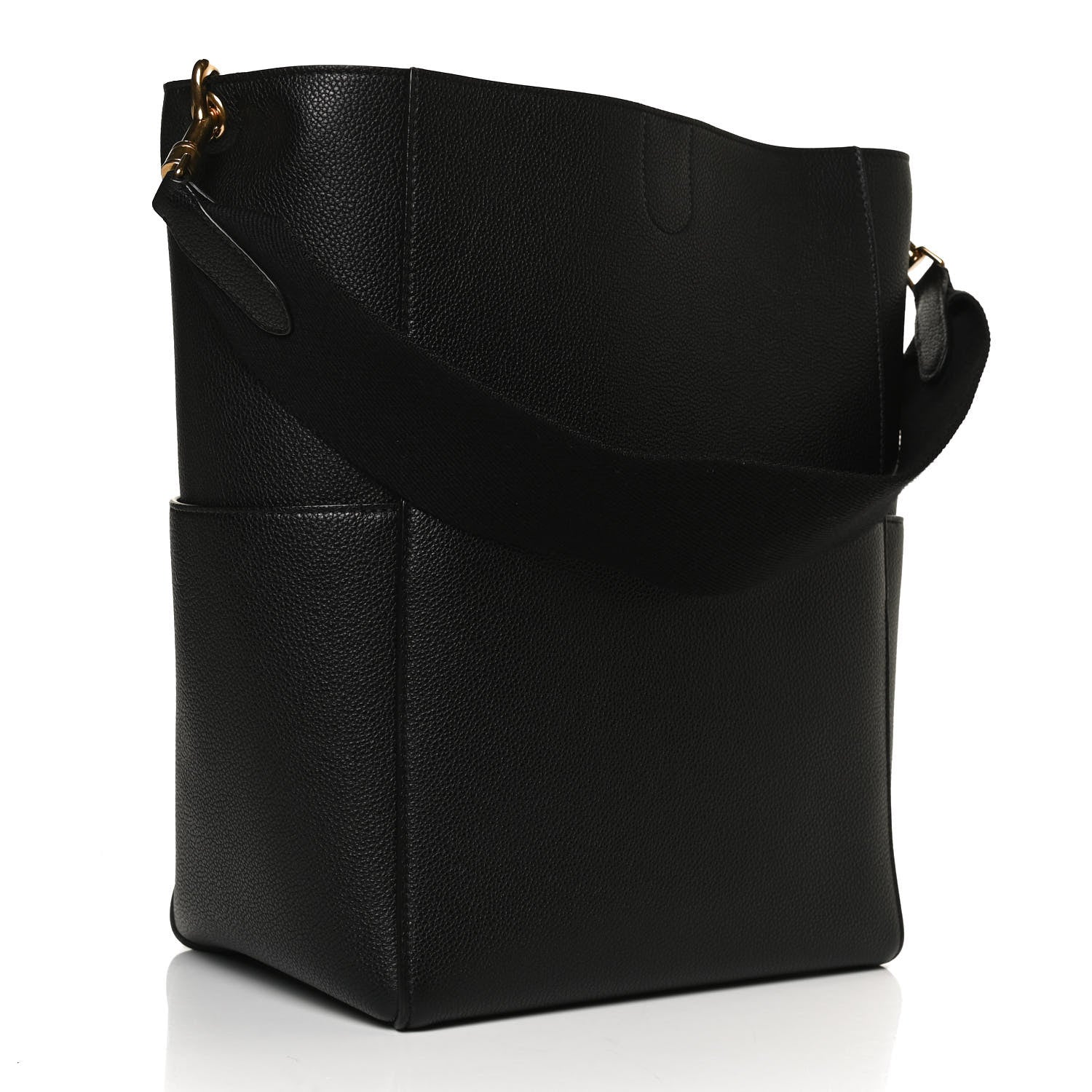 Celine Soft Grained Calfskin Sangle Bucket Bag Black 3 of 12