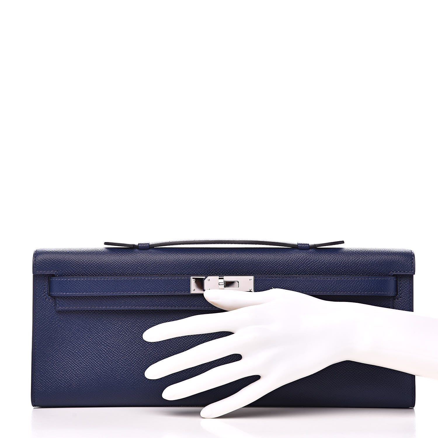 Hermes Epsom Kelly Cut Clutch Pochette Bleu Saphir 2 of 10