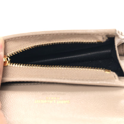 Saint Laurent Grain De Poudre Textured Mixed Matelasse Triquilt Small Monogram Envelope Wallet Dark Beige 5 of 9