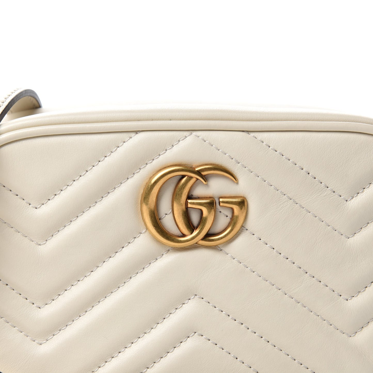 Calfskin Matelasse Mini GG Marmont Chain Shoulder Bag White