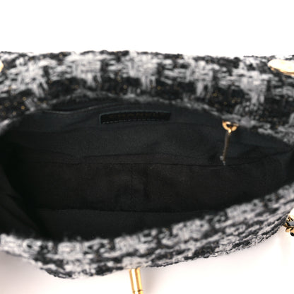 Chanel Wool Tweed Quilted Elegant Chain Flap Black Grey 5 of 9