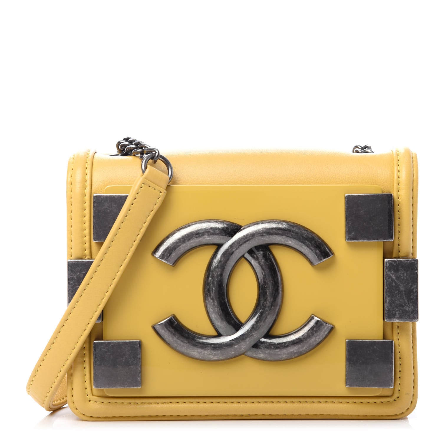 Chanel Lambskin Plexiglass Boy Brick Flap Yellow 1 of 11