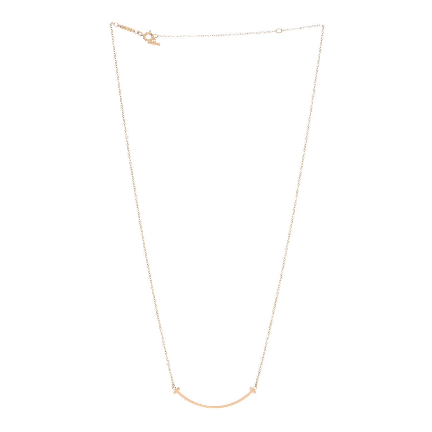 Tiffany 18K Rose Gold Small T Smile Pendant Necklace 2 of 3