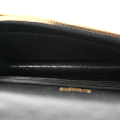 Saint Laurent Grain De Poudre Matelasse Chevron Monogram Envelope Chain Wallet Black 5 of 11