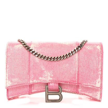 Balenciaga Nappa Denim Printed Hourglass Chain Bag Denim Pink 1 of 9