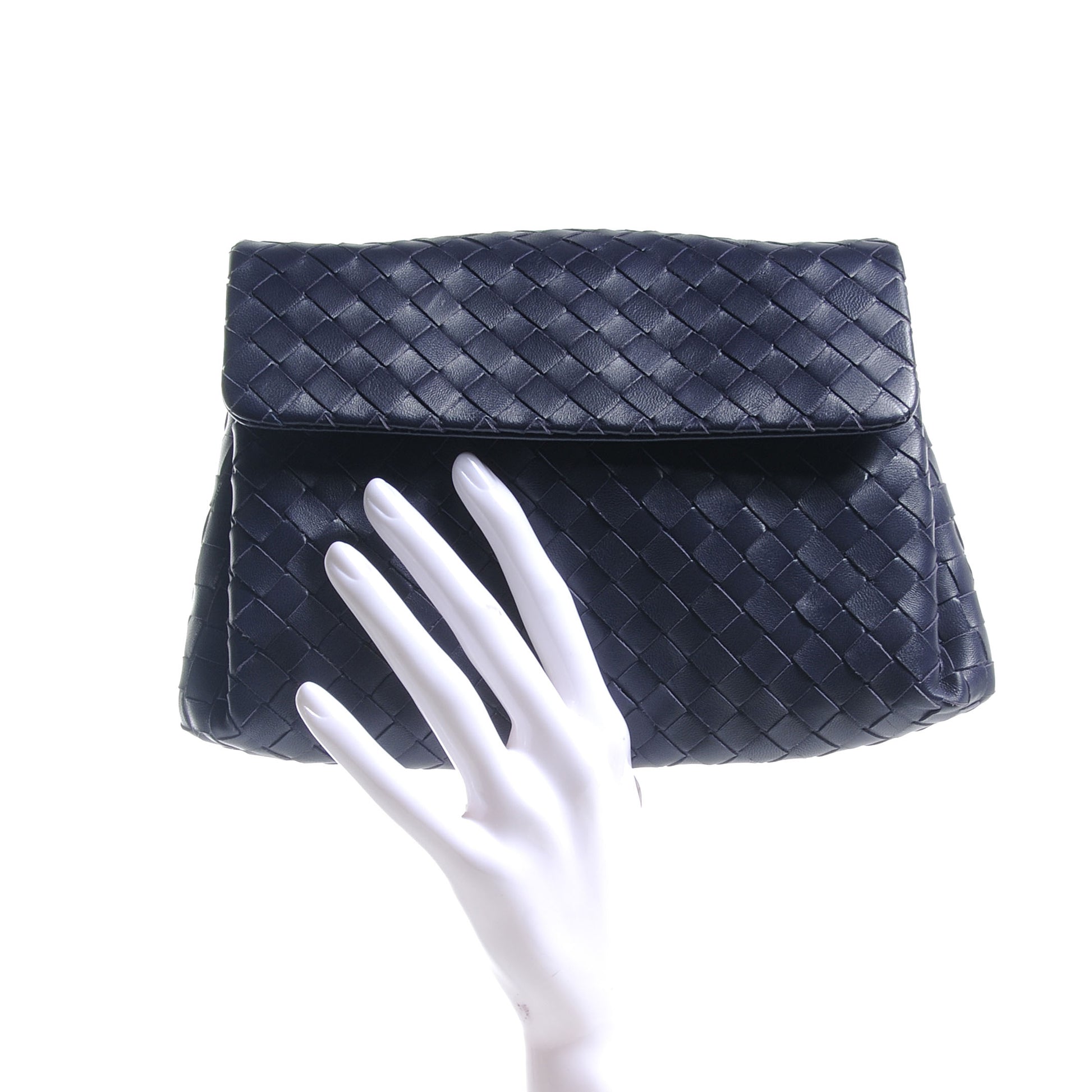 Bottega Veneta Woven Intrecciato Flap Clutch Ink 2 of 8
