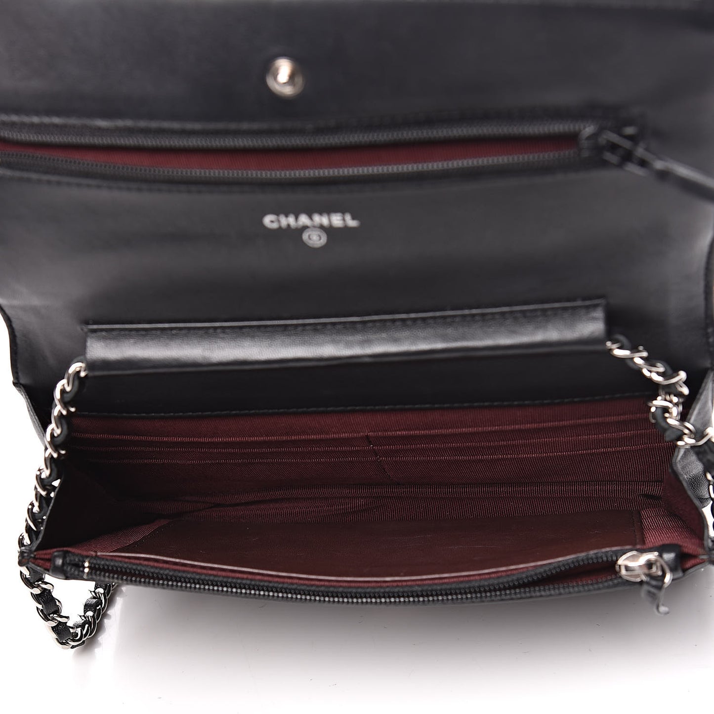 Lambskin Quilted Wallet On Chain WOC Black