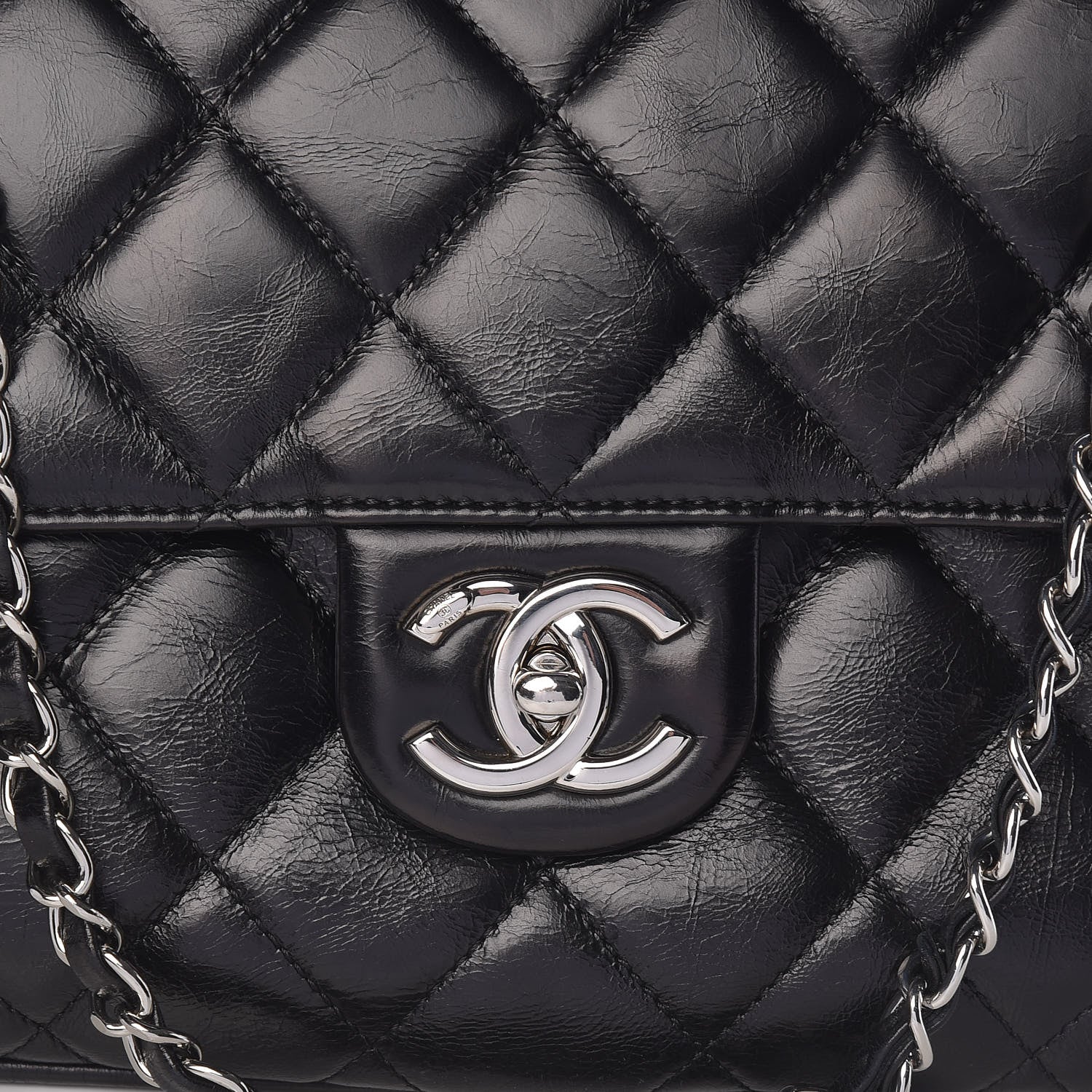 Chanel Glazed Calfskin Quilted Small CC Delivery Tote Black 8 of 10