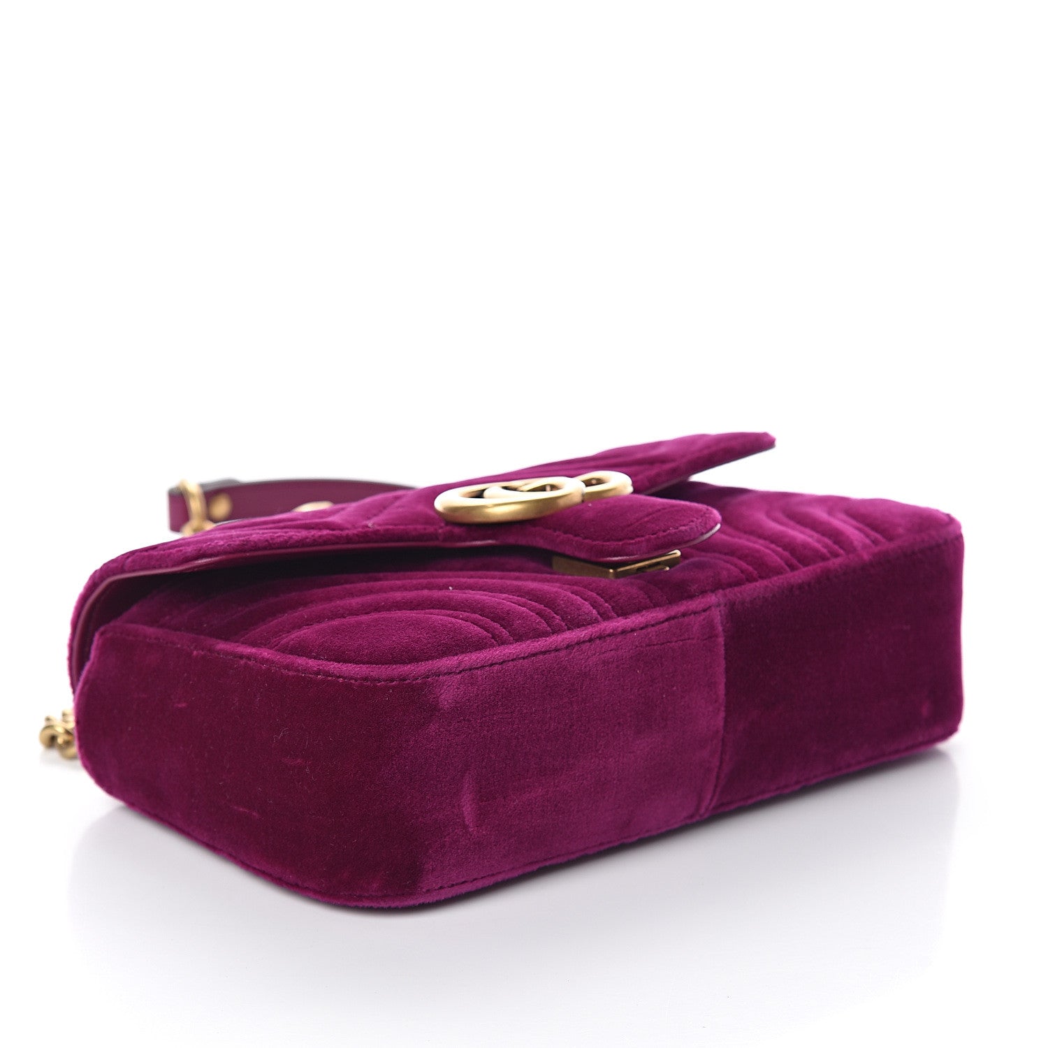 Gucci Velvet Matelasse Mini GG Marmont Shoulder Bag Fuchsia Violet Cyclamen 3 of 8