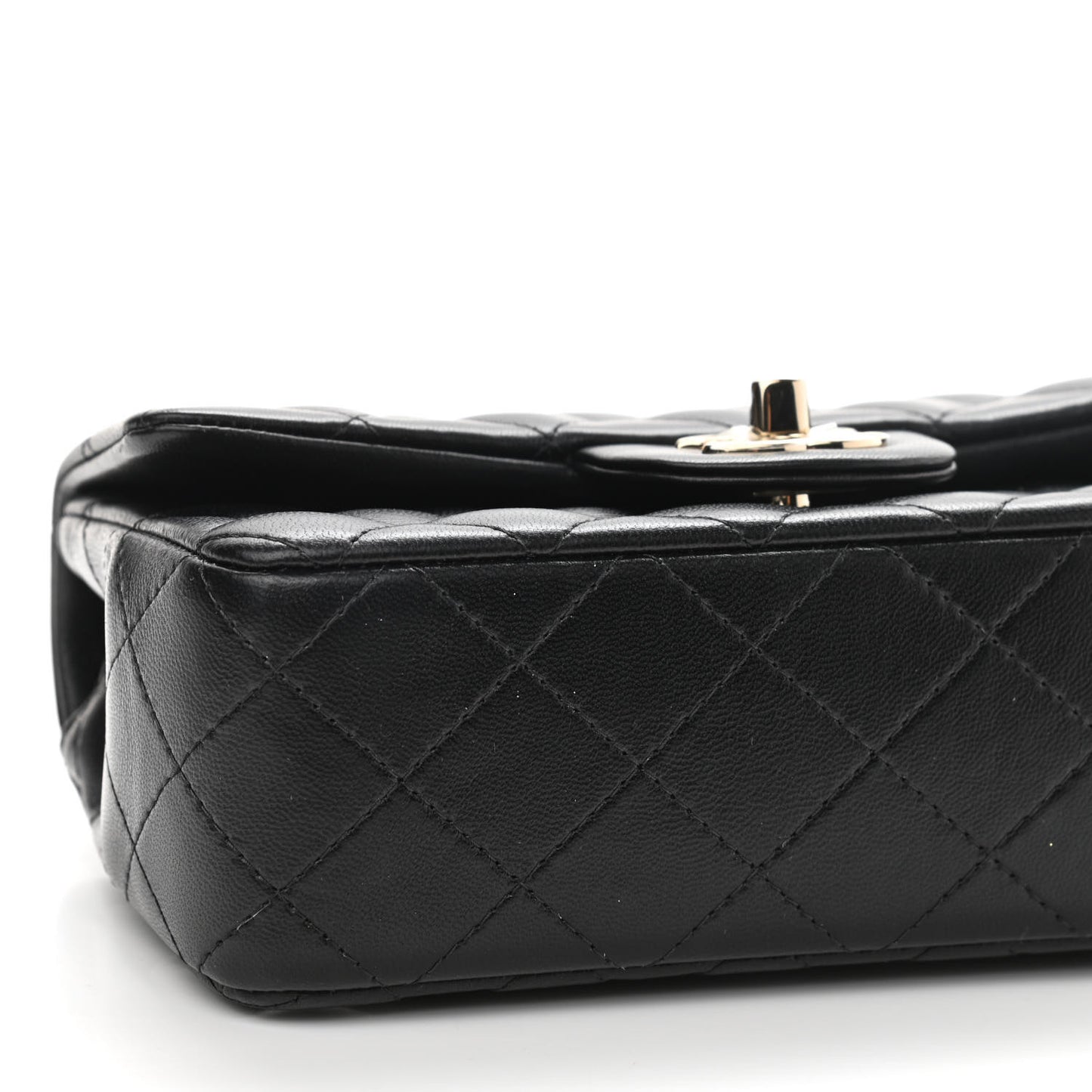 Lambskin Quilted Mini Rectangular Flap Black