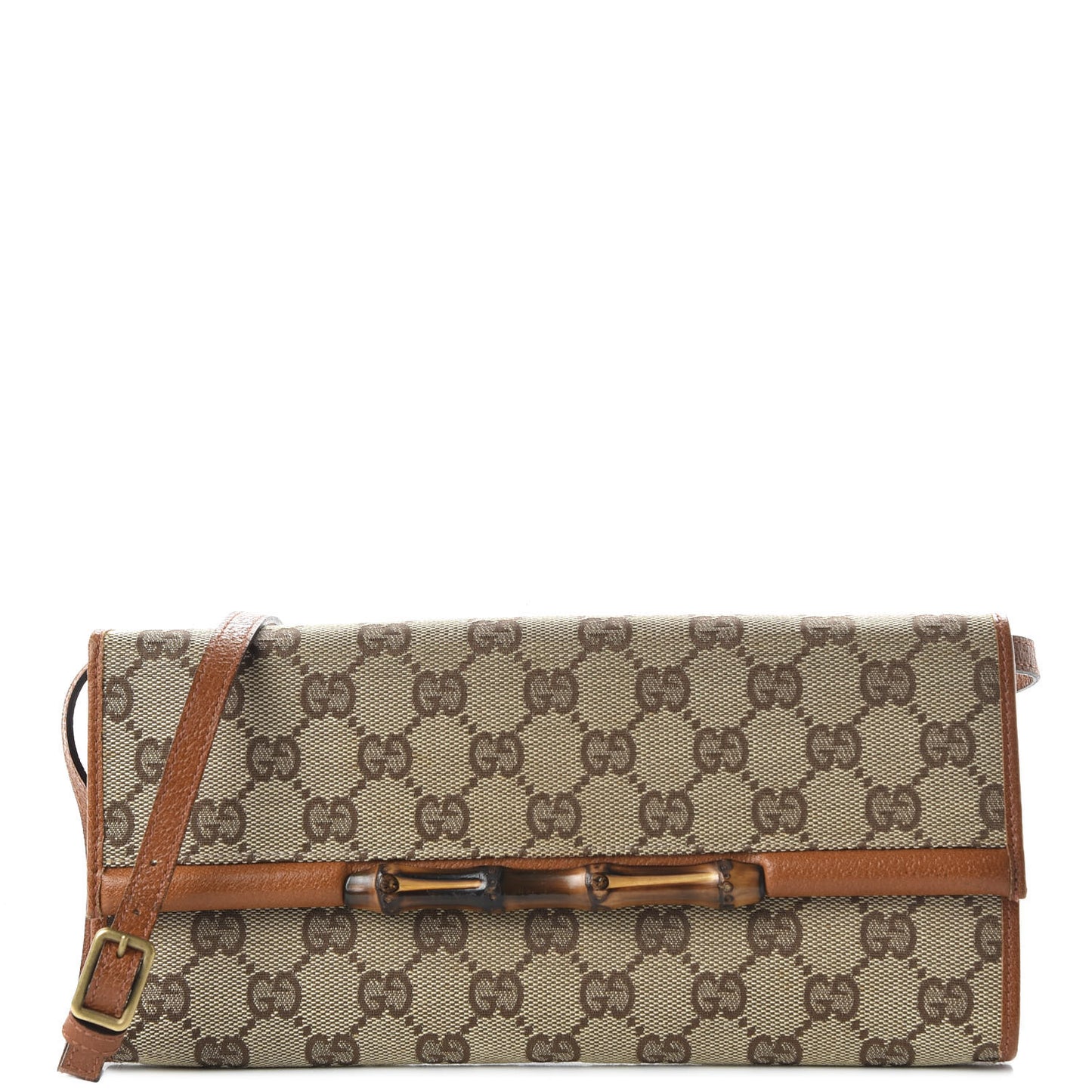 Monogram Bamboo Bar Clutch Brown