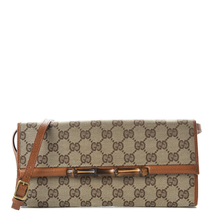 Gucci Monogram Bamboo Bar Clutch Brown 1 of 8