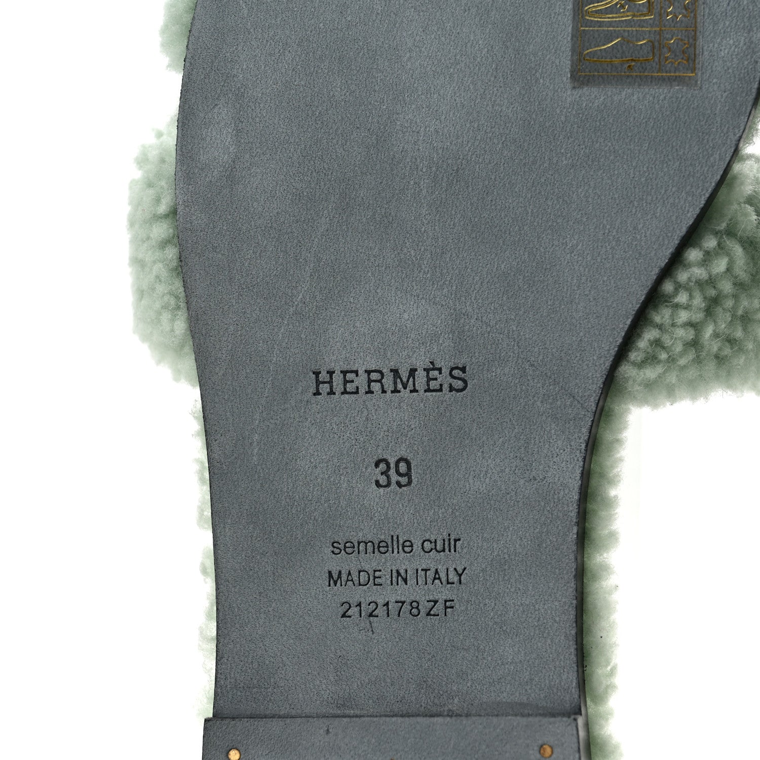Hermes Woolskin Oran Sandals 39 Vert D’Eau 6 of 8