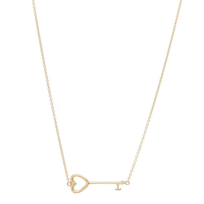 Tiffany 18K Yellow Gold Heart Key Pendant Necklace 1 of 5