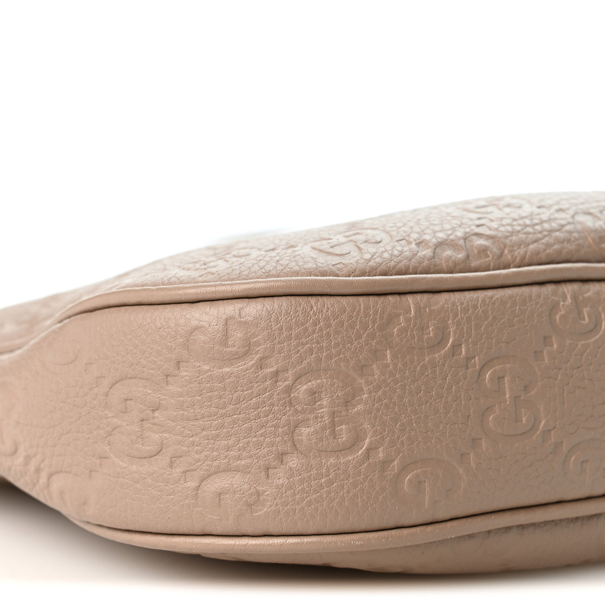 GG Grainy Calfskin Emblem Medium Half Moon Shoulder Bag Taupe