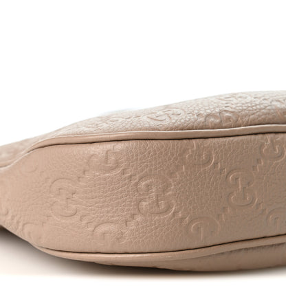 Gucci GG Grainy Calfskin Emblem Medium Half Moon Shoulder Bag Taupe 8 of 9