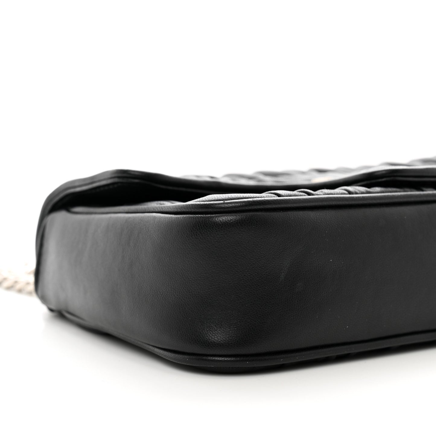 Nappa Gaufre Small Chain Flap Shoulder Bag Black