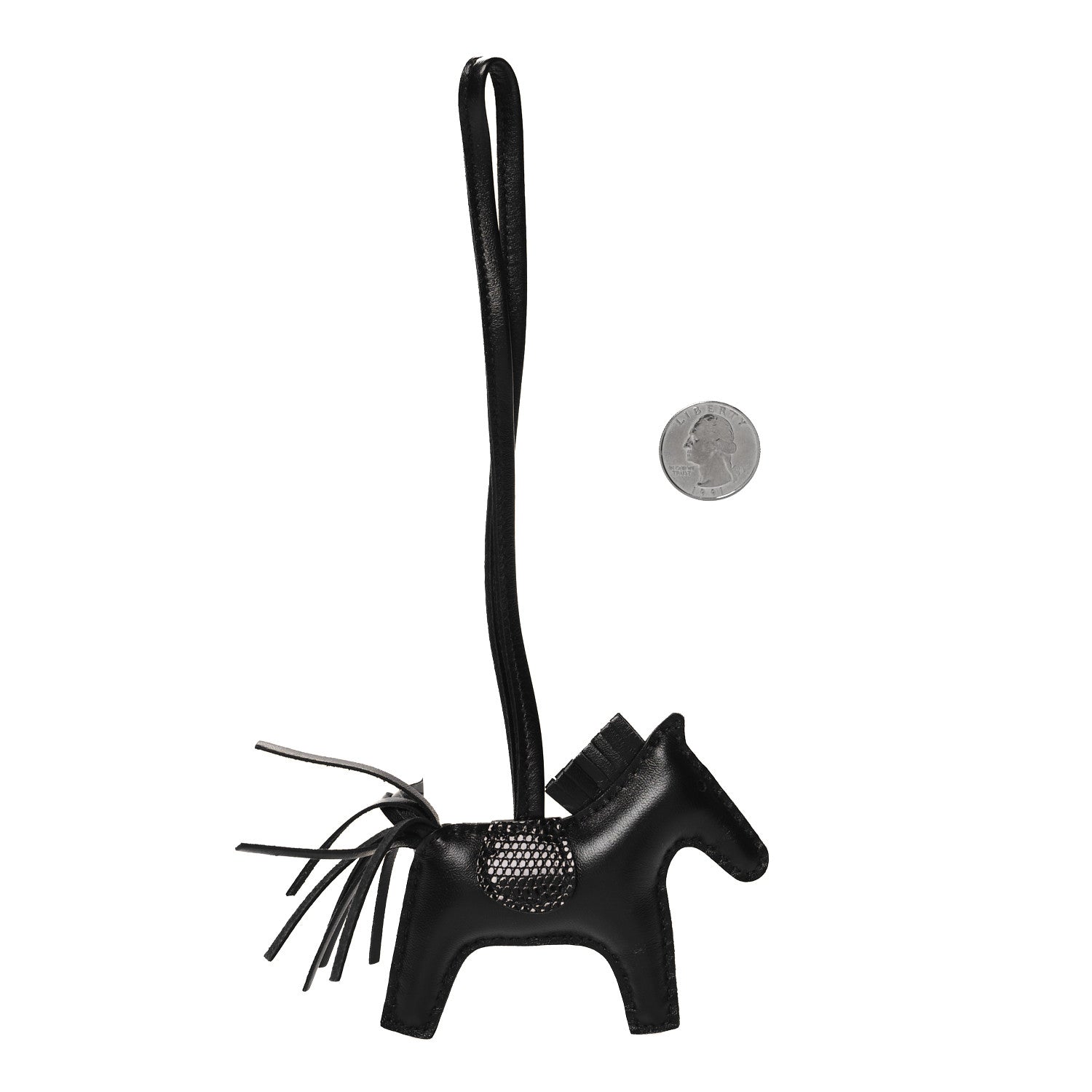 Hermes Milo Lambskin Lizard Touch Grigri Rodeo Horse Bag Charm PM So Black 2 of 4