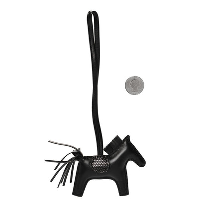 Hermes Milo Lambskin Lizard Touch Grigri Rodeo Horse Bag Charm PM So Black 2 of 4