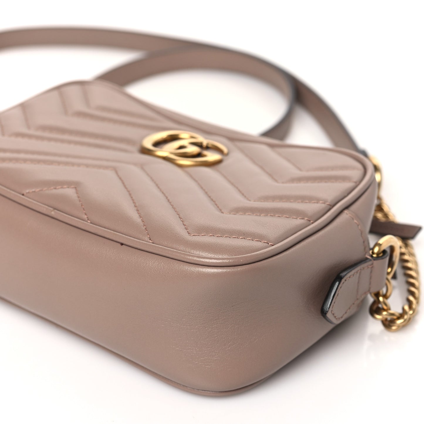 Calfskin Matelasse Mini GG Marmont Chain Shoulder Bag Porcelain Rose