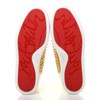 Christian Louboutin Calfskin Laminato Dino Spikes Yang Louis Flat Sneakers 37.5 Latte Gold 5 of 13