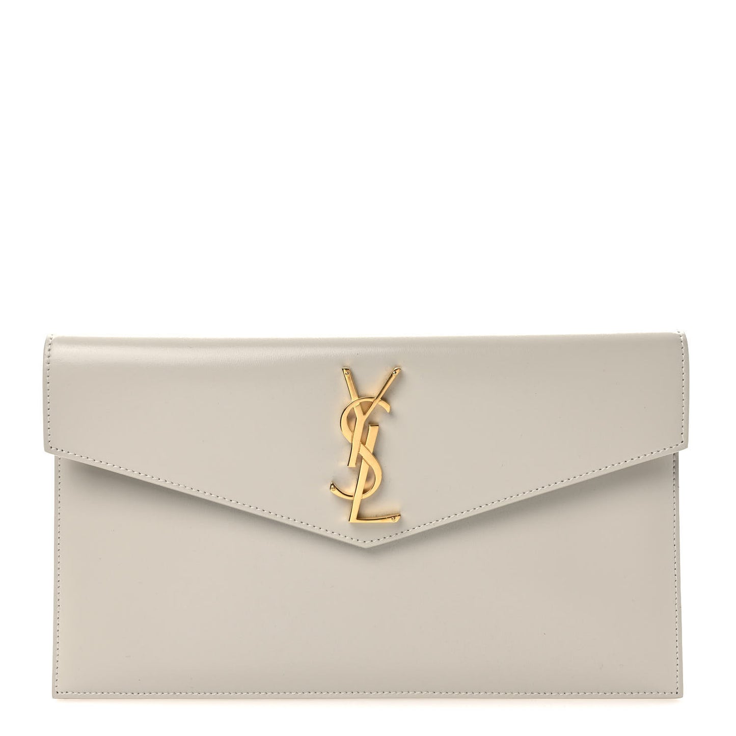 Smooth Shiny Calfskin Uptown Pouch Crema Soft