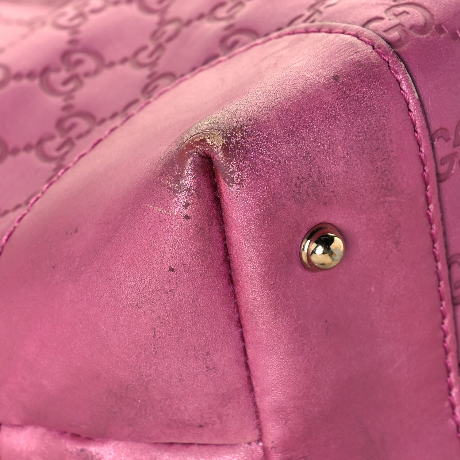 Gucci Metallic Soft Guccissima Large Heart Bit Charm Top Handle Tote Fresia Rose 9 of 26