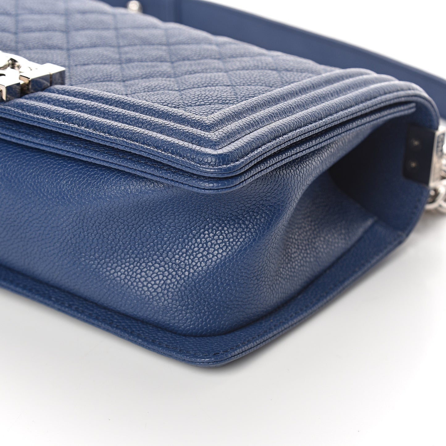 Caviar Quilted Medium Boy Flap Dark Blue