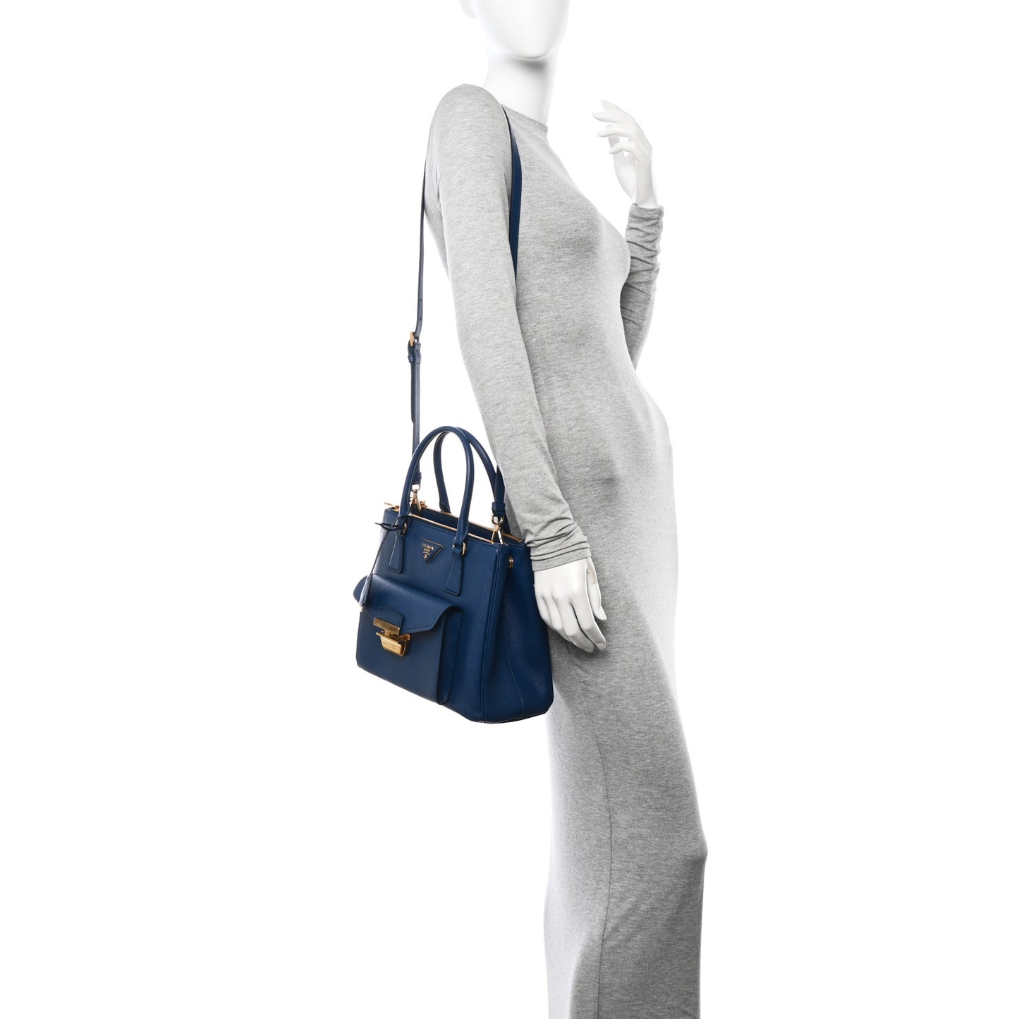 Saffiano Lux Galleria Front Pocket Tote Bluette