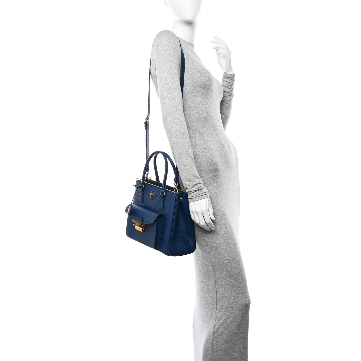Prada Saffiano Lux Galleria Front Pocket Tote Bluette 2 of 10