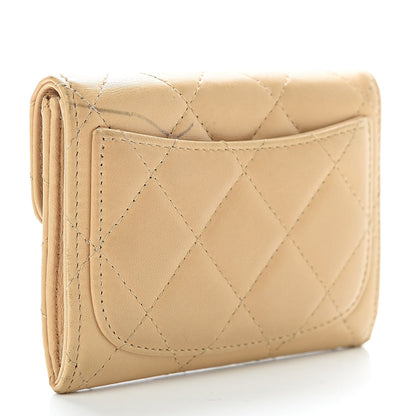 Chanel Lambskin Quilted Flap Card Holder Beige 3 of 10