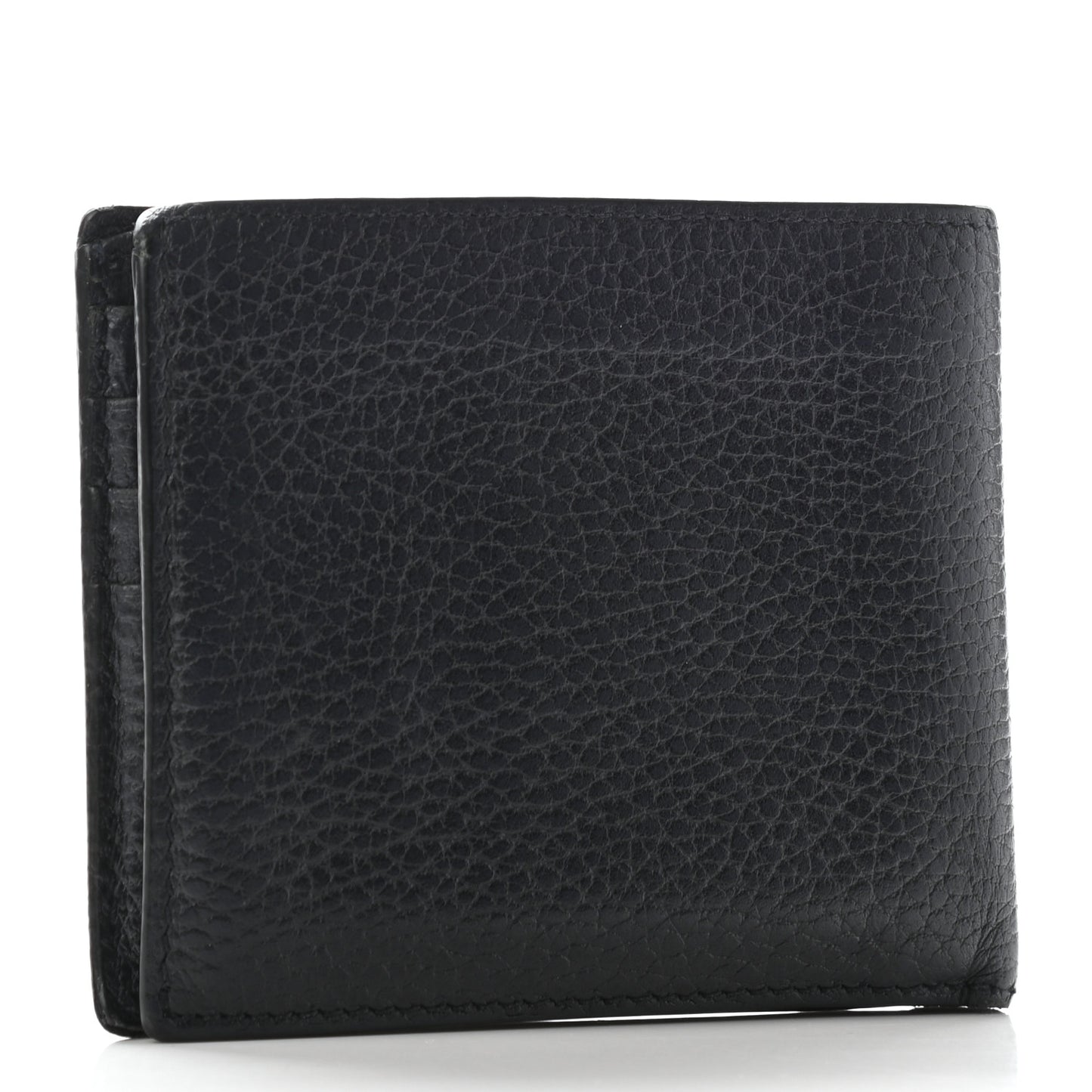 Pebbled Calfskin Bi-Fold Wallet Black