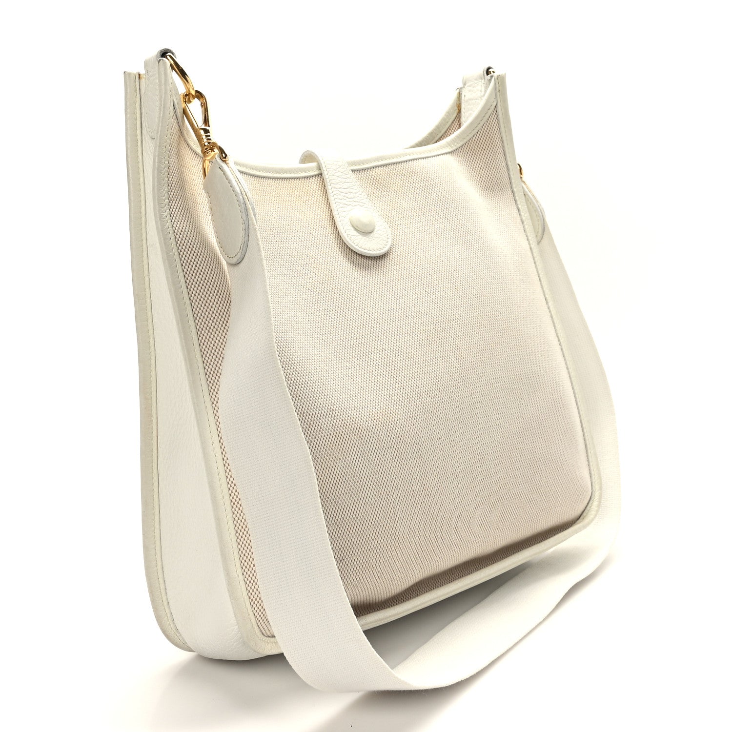 Hermes Toile Taurillon Clemence Evelyne PM Blanc White 3 of 9