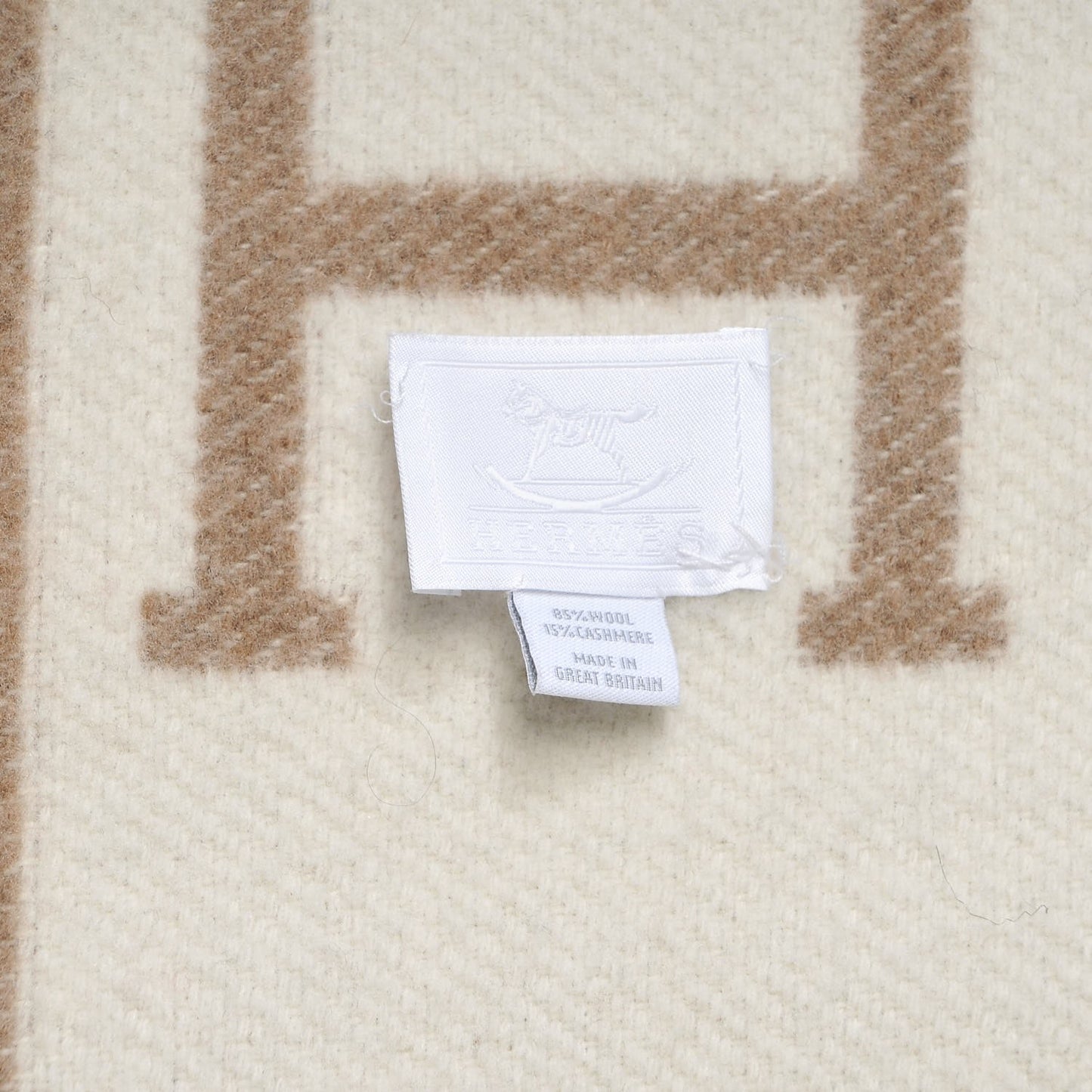 Wool Cashmere Avalon Baby Blanket Noisette Moyen White