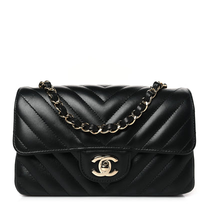 Chanel Lambskin Chevron Quilted Mini Rectangular Flap Black 1 of 10
