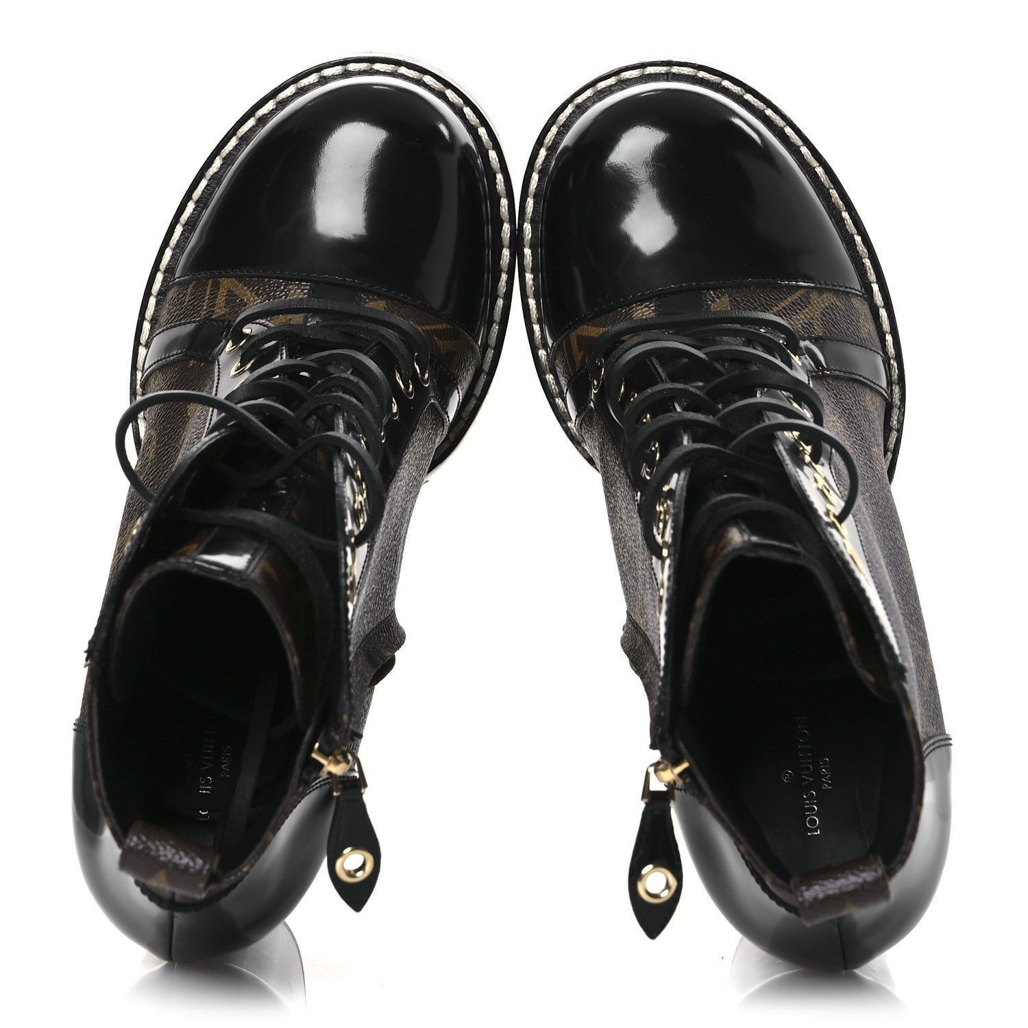 Louis Vuitton Patent Calfskin Monogram Star Trail Ankle Boots 41 Black 2 of 13