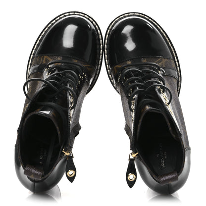 Louis Vuitton Patent Calfskin Monogram Star Trail Ankle Boots 41 Black 2 of 13