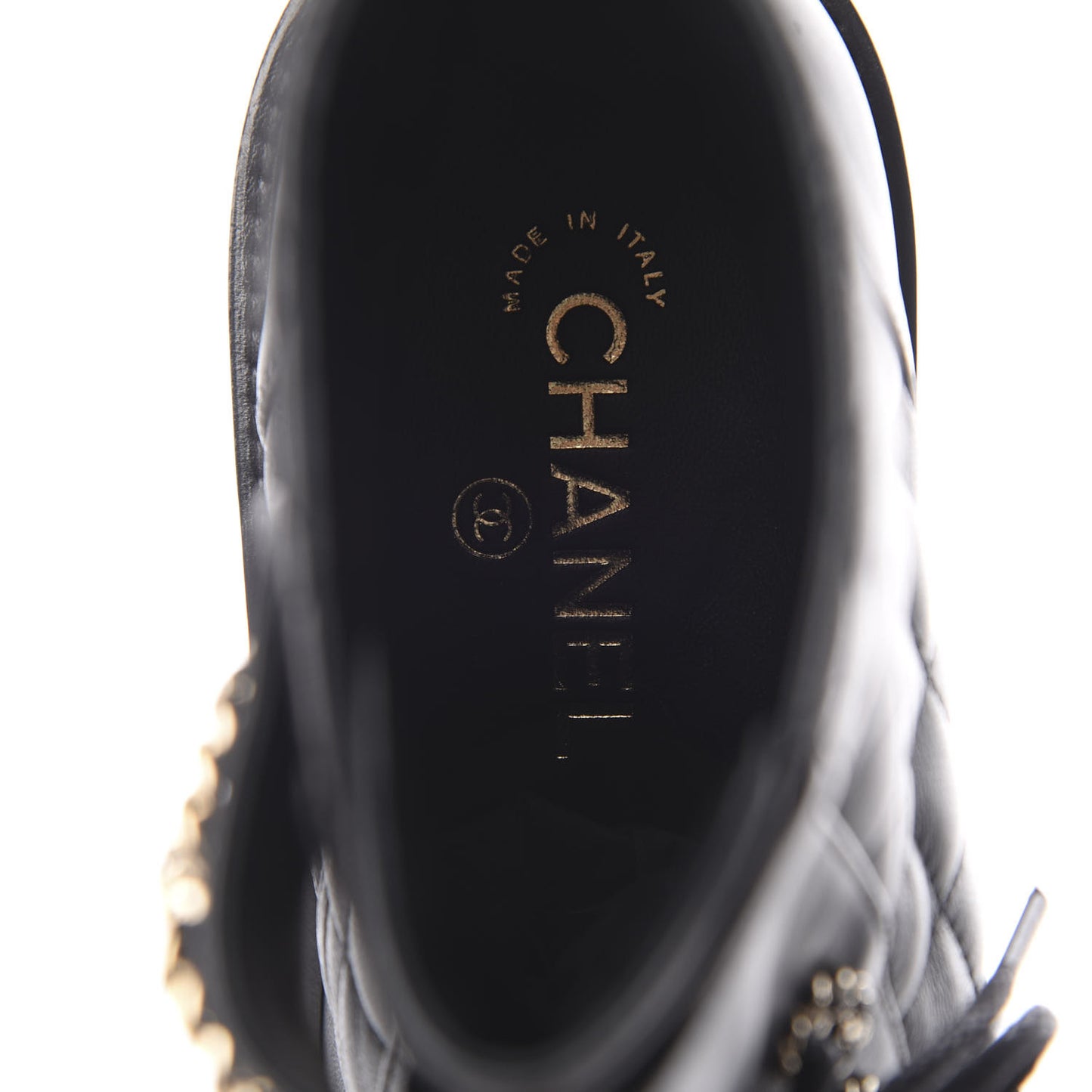 Shiny Goatskin Calfskin Quilted Lace Up Combat Boots 40 Black