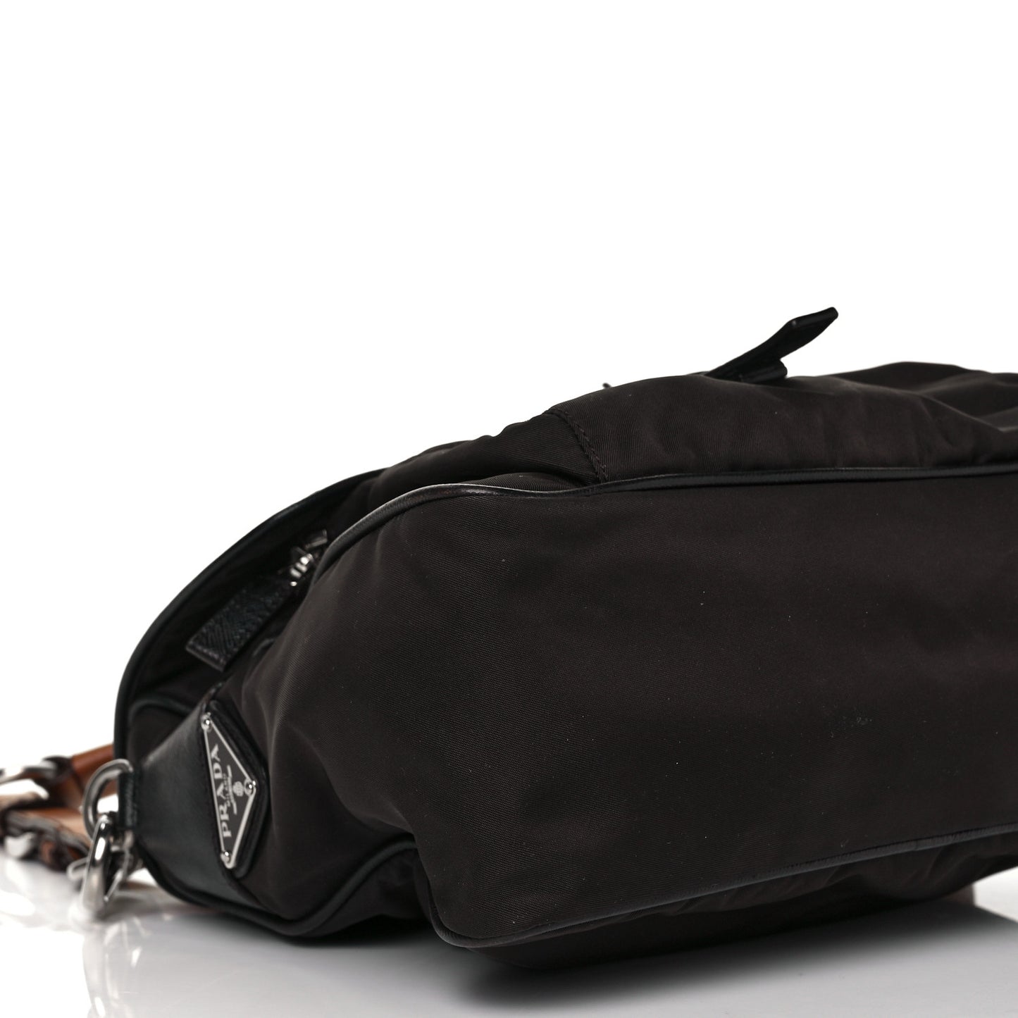 Tessuto Vela Saffiano Flap Shoulder Bag Brown