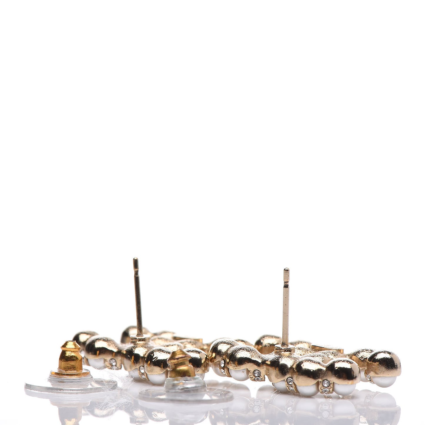 Pearl Crystal CC Earrings Gold