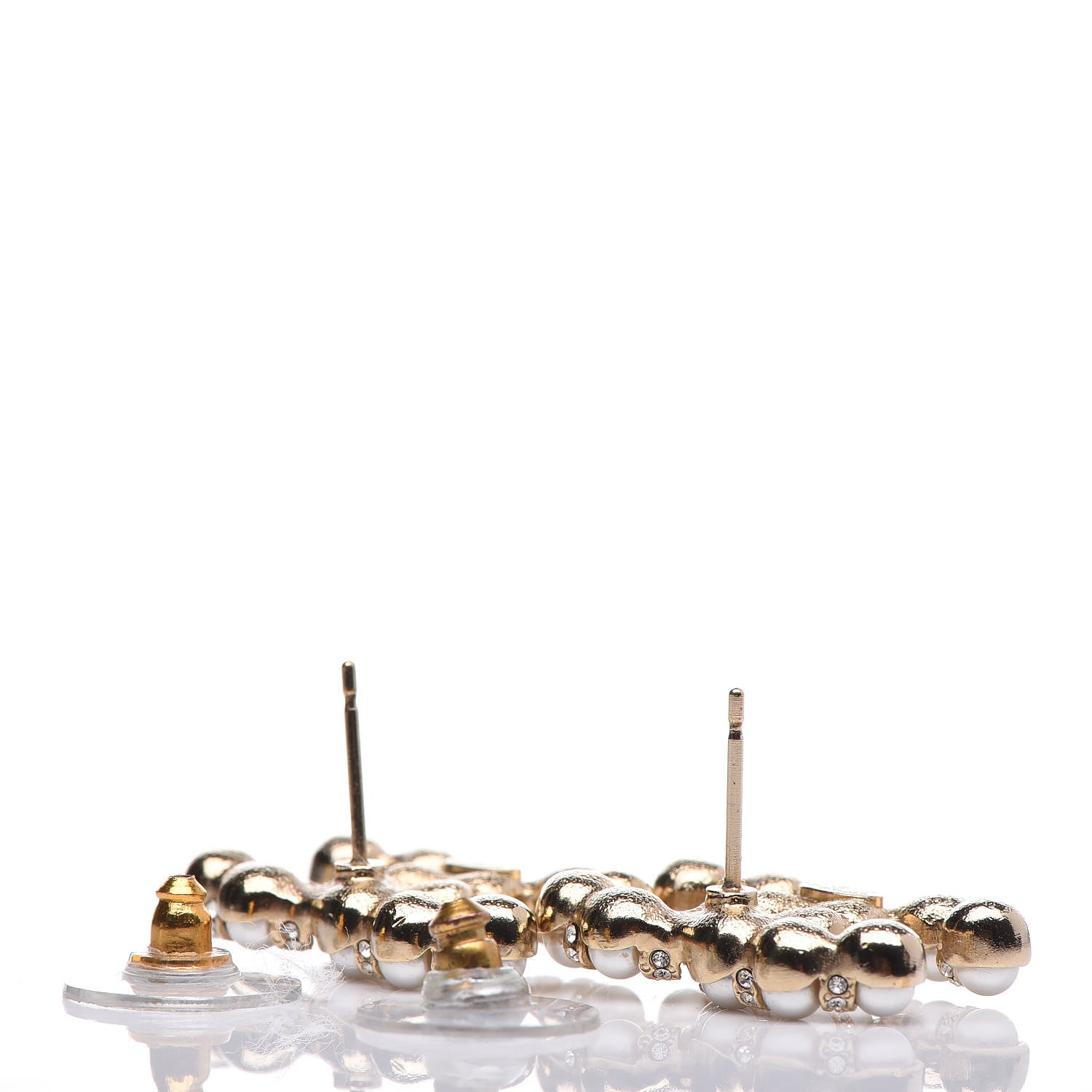 Chanel Pearl Crystal CC Earrings Gold 3 of 6