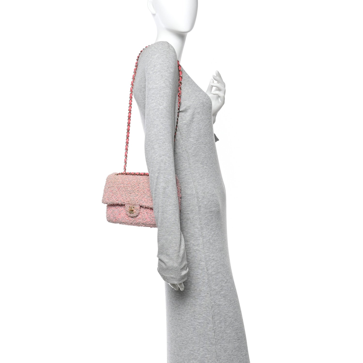 Chanel Tweed Medium Double Flap Pink 4 of 23