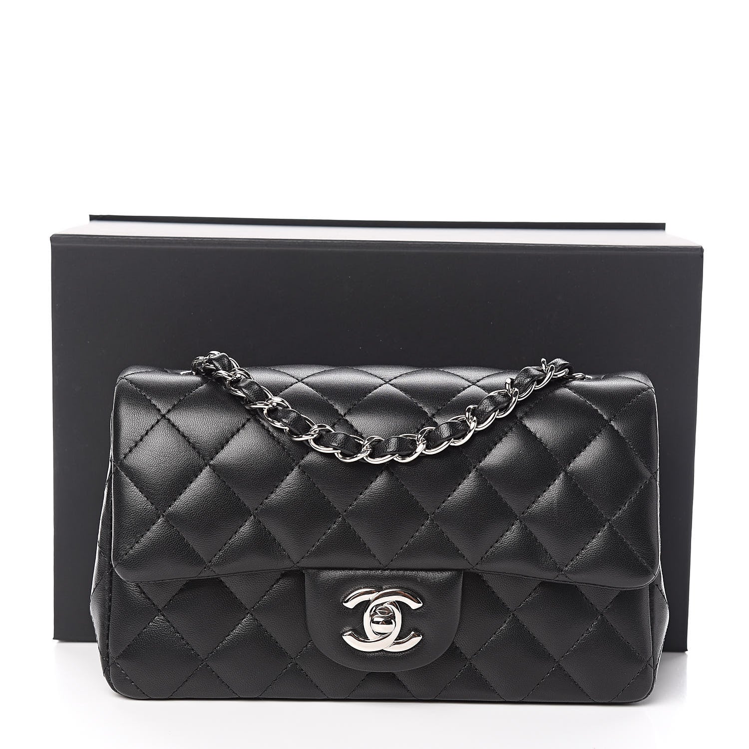 Chanel Lambskin Quilted Mini Rectangular Flap Black 12 of 12